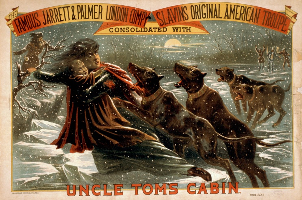 Español: Cartel de cine de La cabaña del tío Tom, que muestra a Eliza cruzando el hielo. Litografía a color, 71 × 106 cm.